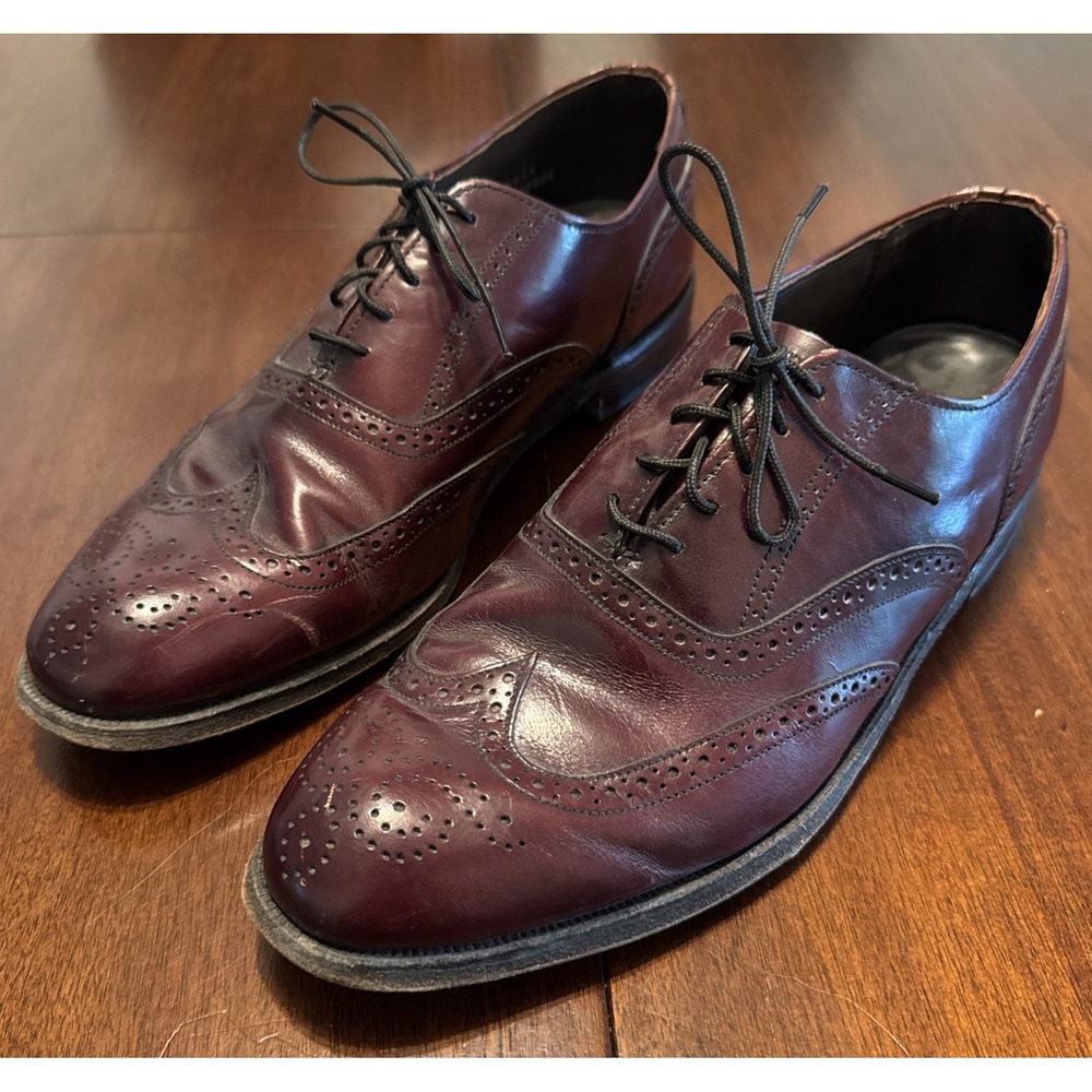 Vintage Dexter USA Burgundy Wingtip Oxford Dress Shoes Men 10.5M Leather Brogue